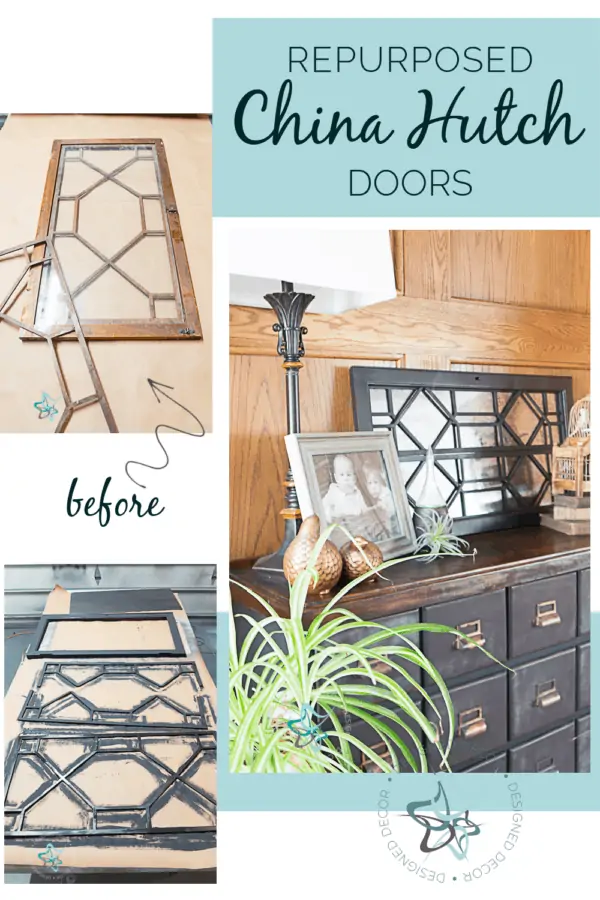 image of repurposed china cabinet doors - before-during and after images