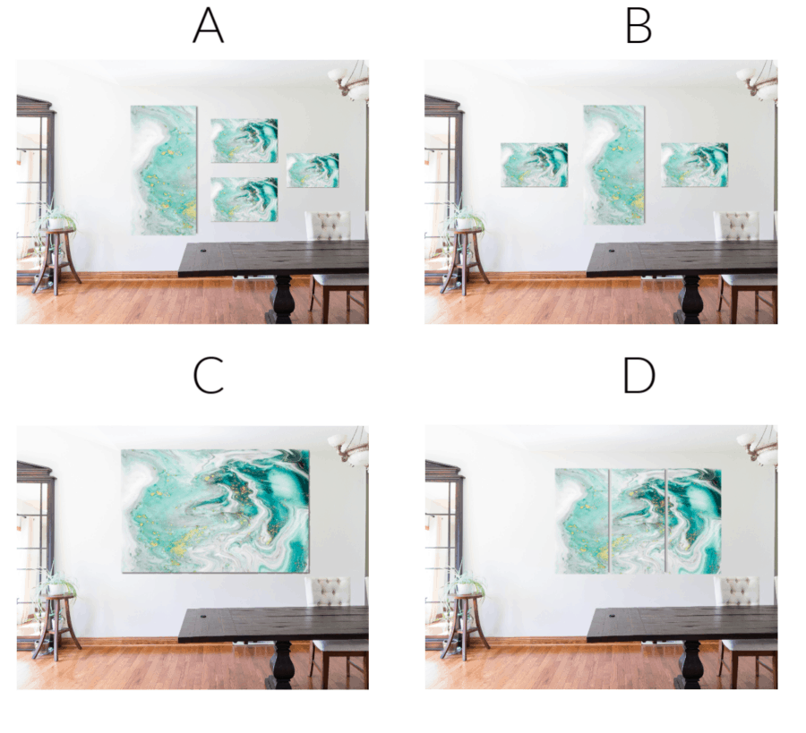 image of 4 different ways to hang large wall art to improve your home decorating