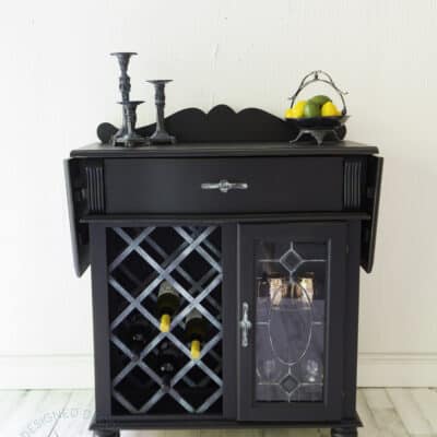 Beautiful wine bar makeover with paint and patina