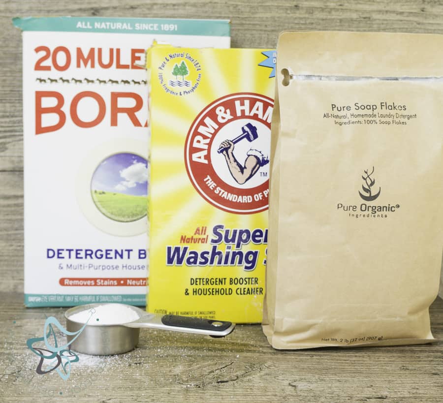 image of products used in making homemade laundry detergent