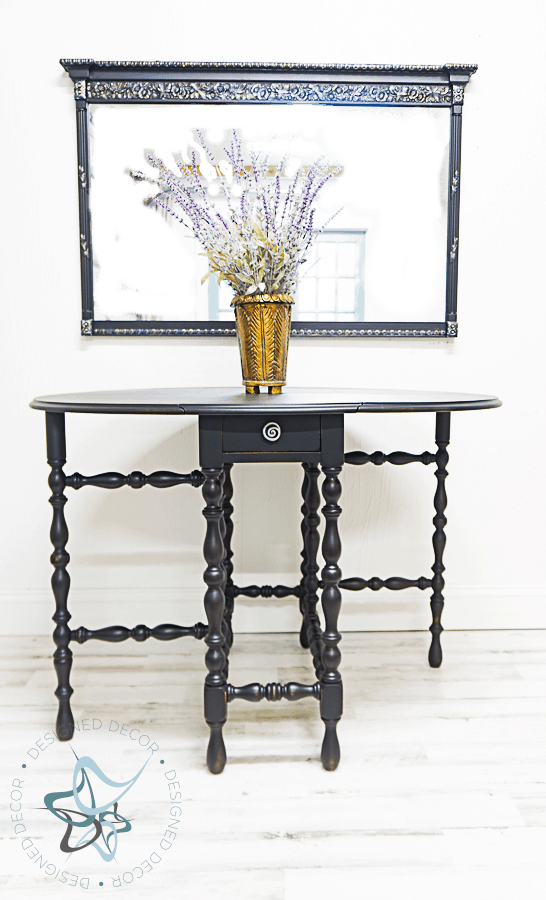 black painted spindle leg drop leaf table