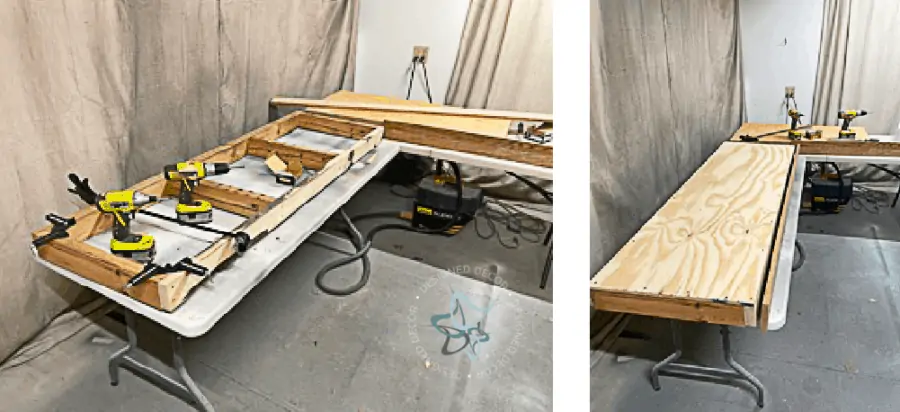 image of the frame building of a sectional sofa