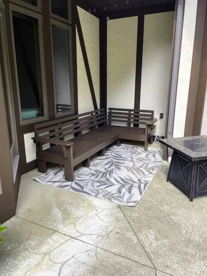 image of a painted diy outdoor sectional sofa without the cushions