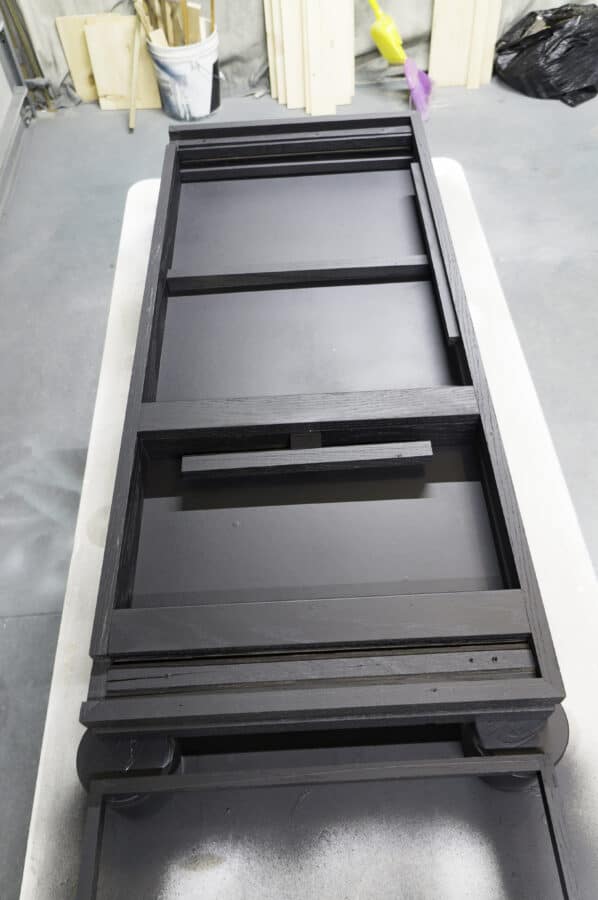 black painted jewelry storage cabinet frame