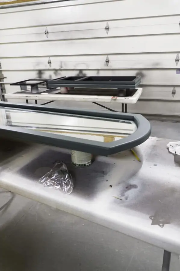 jewelry storage cabinet in the process of being painted