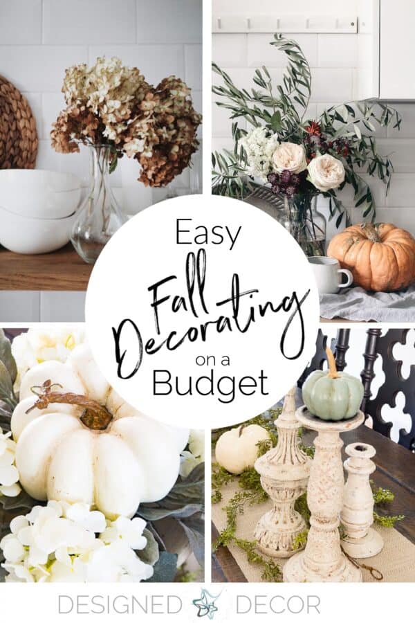 Easy fall decorating tips graphic-photos of dried florals, pumpkins and candle sticks