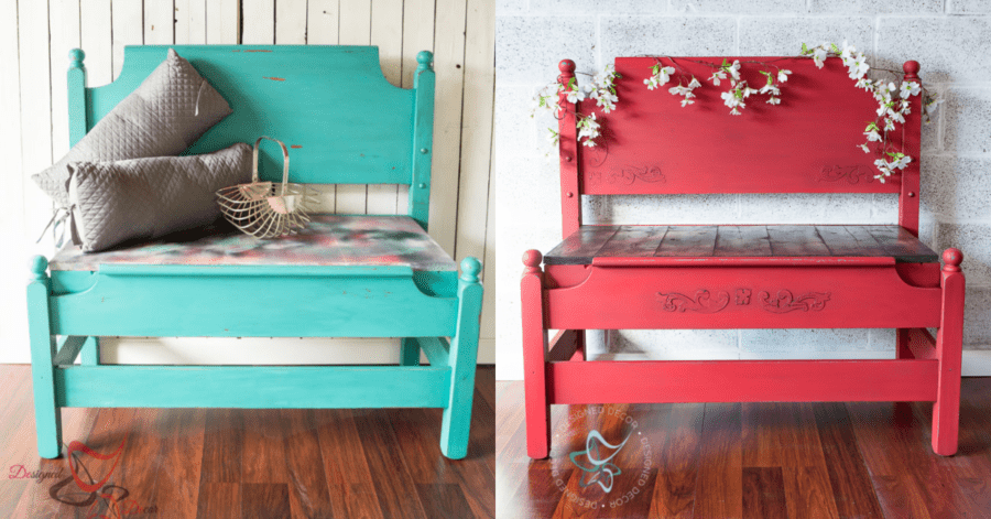 twin bed made into a bench