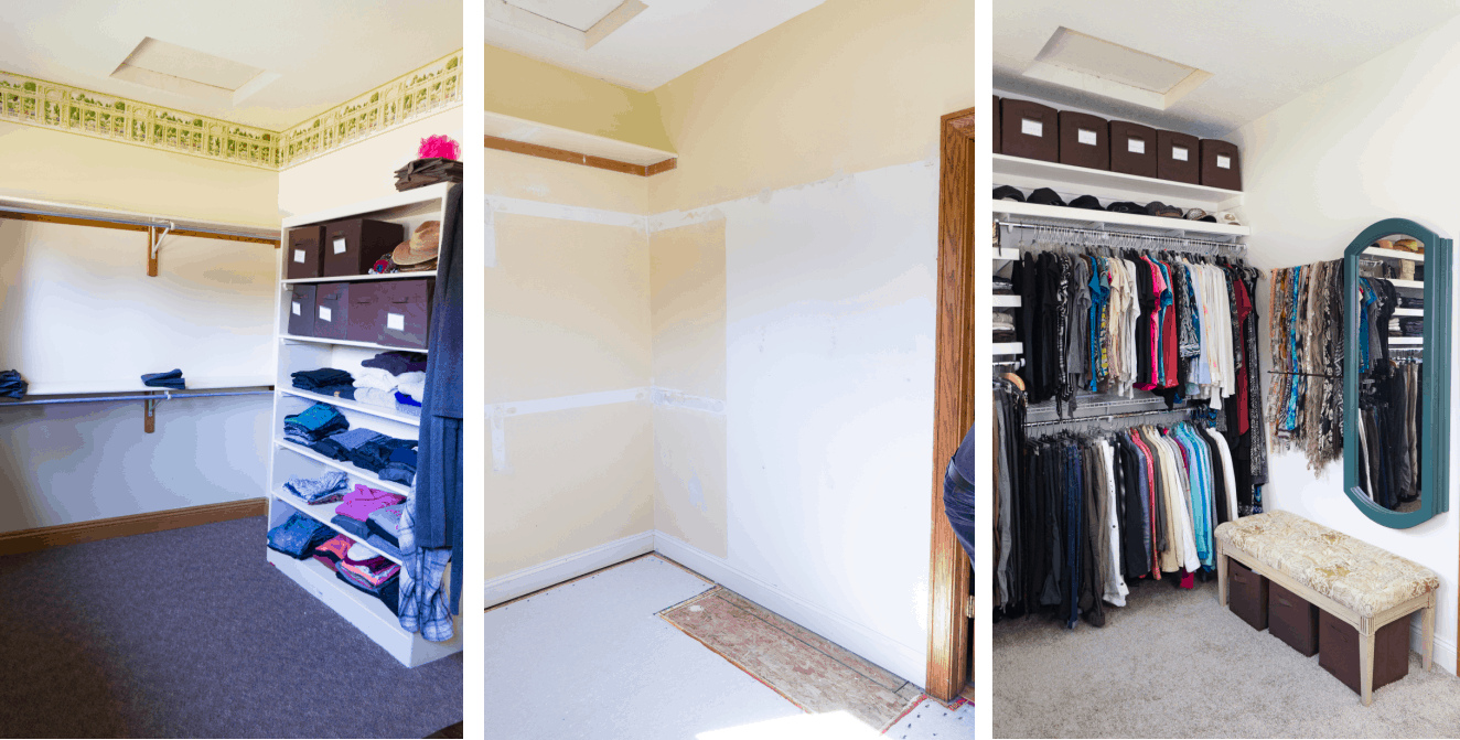 A practical DIY walk-in closet makeover on a budget