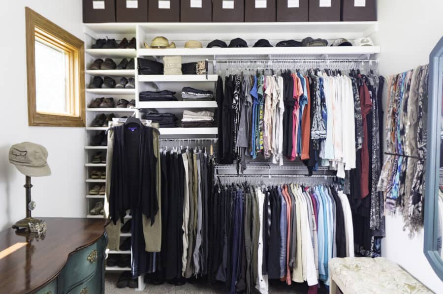 image of an organized walk-in closet