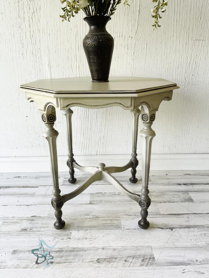 Scalloped accent table with an Ombre paint finish