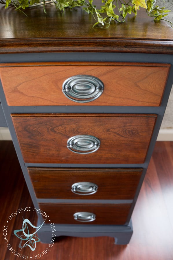 close up image of desk drawers with an Ombre stain finish