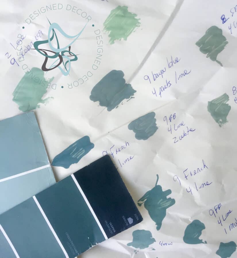 paint swatches of mixing paint colors together