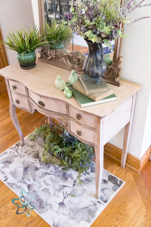 entryway table after bleaching