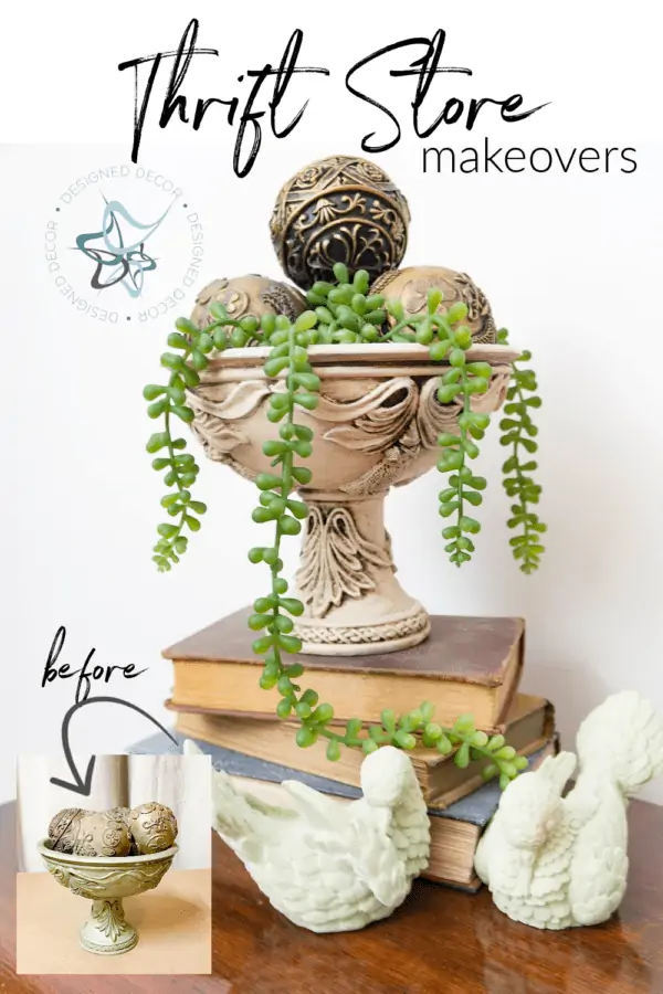 painted thrift store pedestal bowl