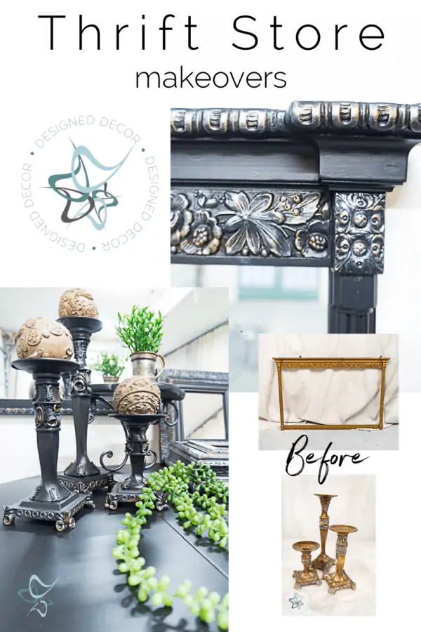 painted mirror and candlestick holders