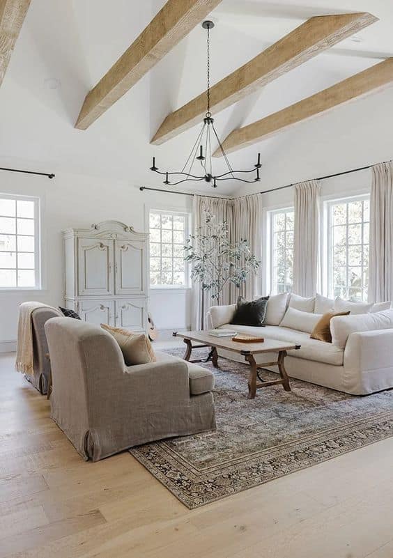 vaulted ceiling living room