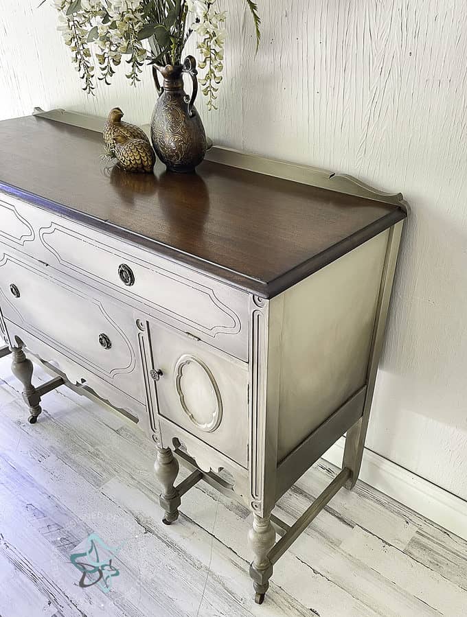 vintage buffet makeover with paint