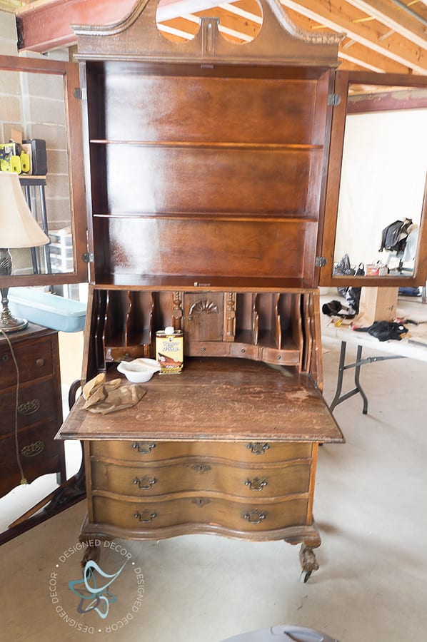 antique secretary desk before painting