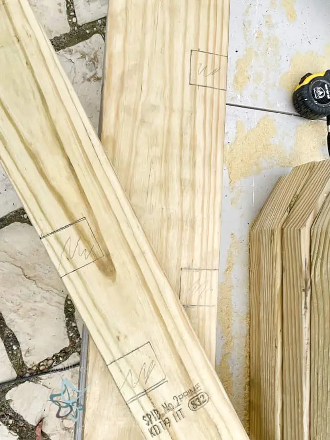 pencil line on a 2 x 4