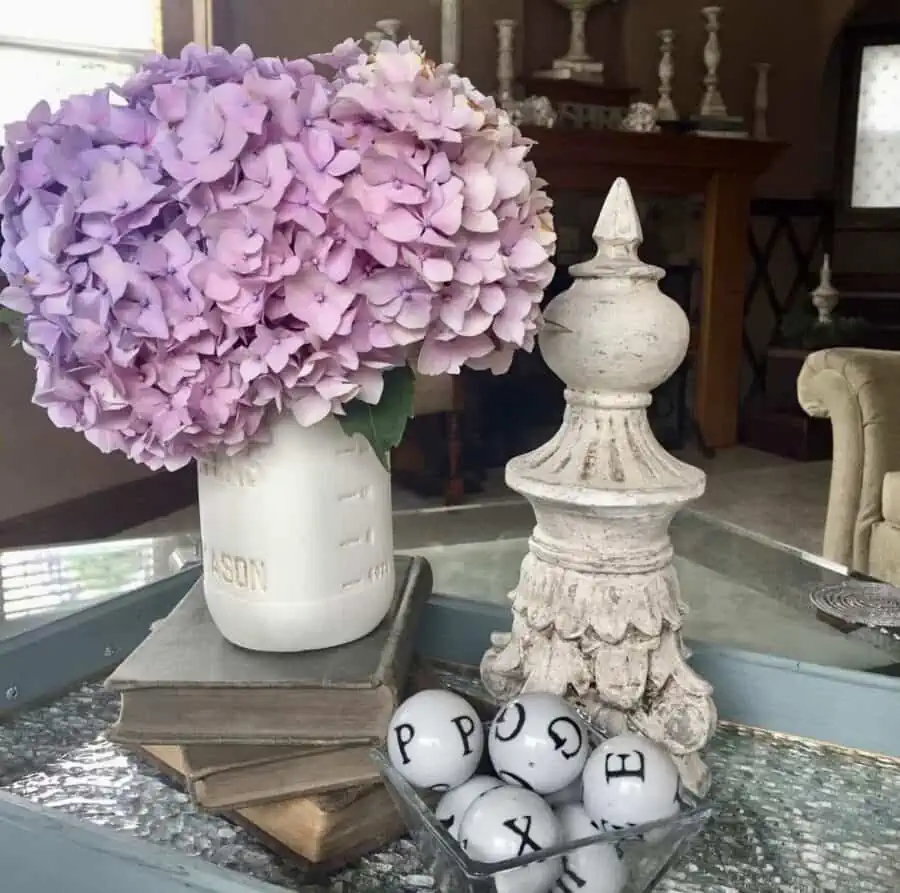 serving tray vignette with decorative accessories