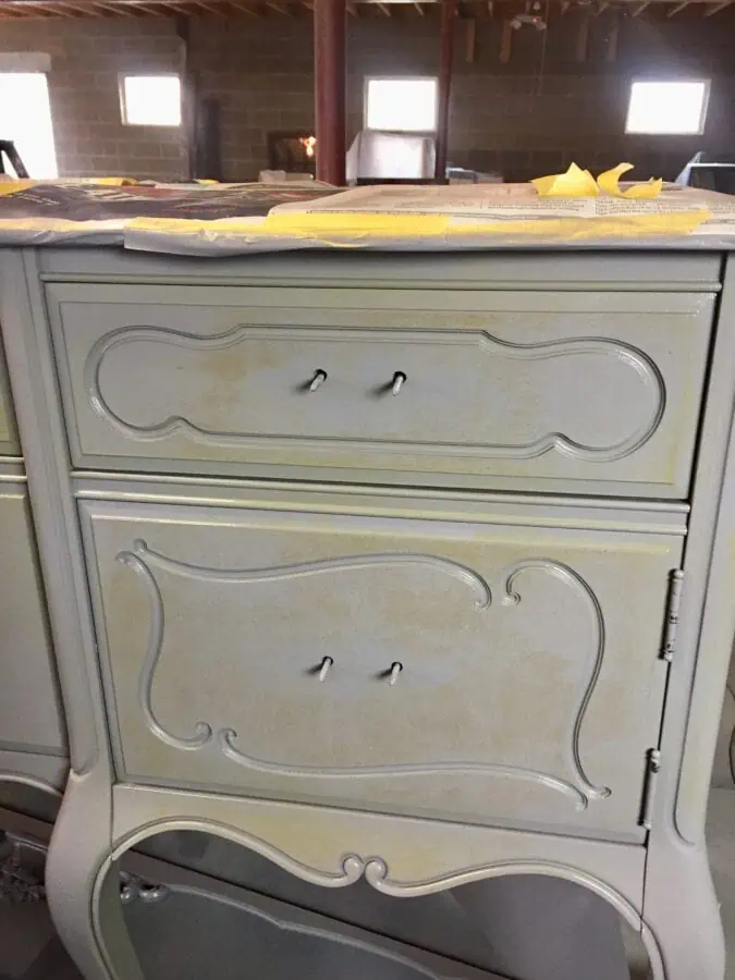 paint bleed-through on white painted cabinet