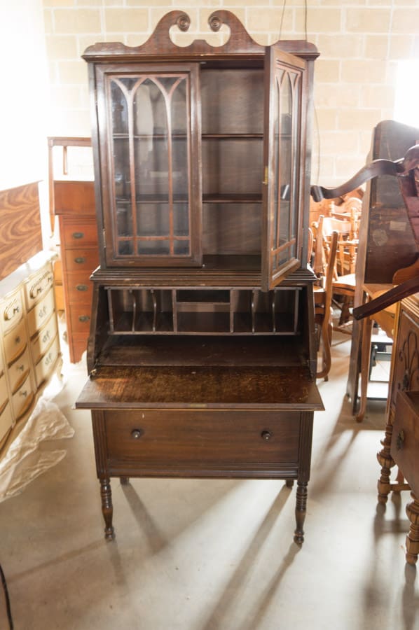 old mahogany secretary desk before makeover