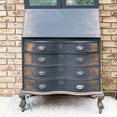 Beautiful Painted Antique Secretary Desk Makeover – before and after