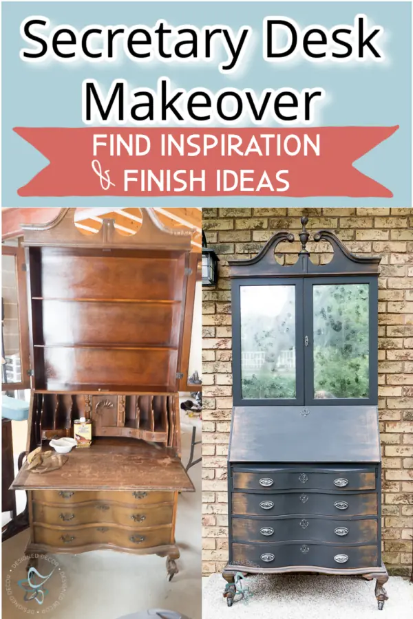 Painted secretary desk makeover graphic