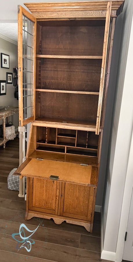 antique oak secretary desk before