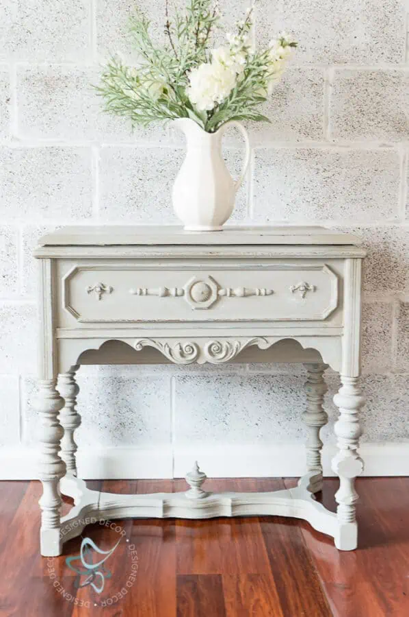 vintage sewing cabinet painted with cream furniture paint