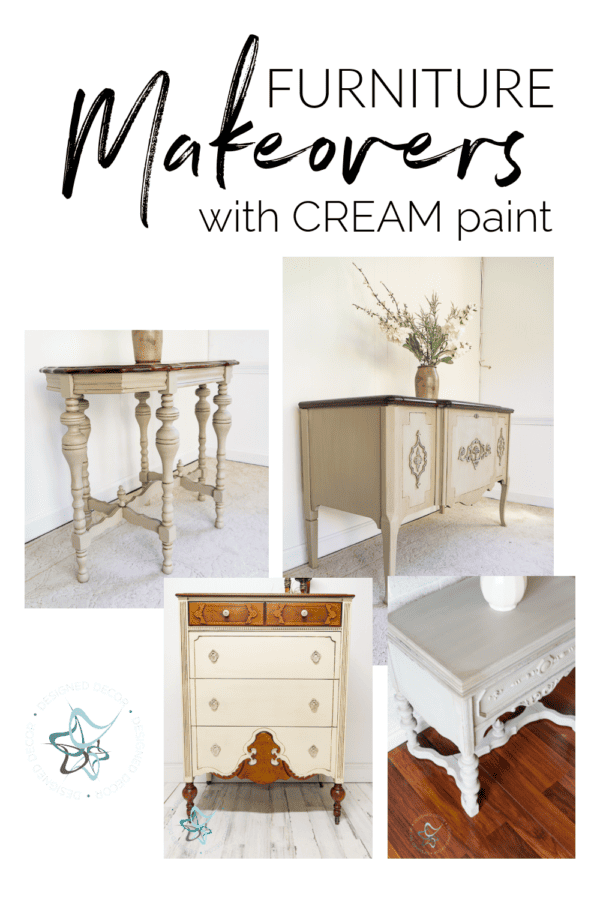 Furniture makeovers with cream paint graphic