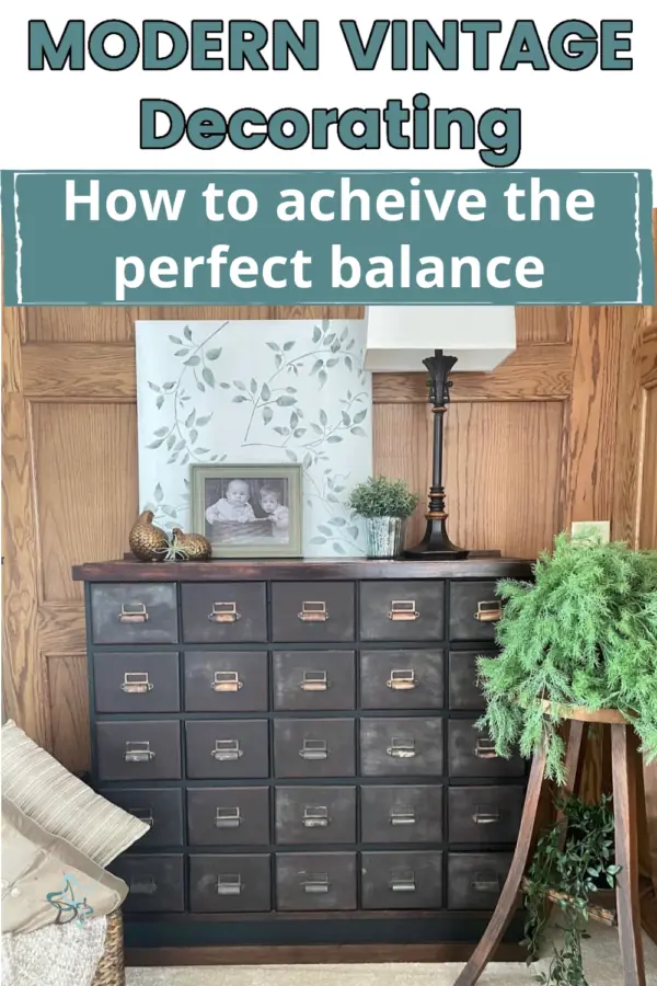 graphic of antique apothecary cabinet mixed with modern accessories