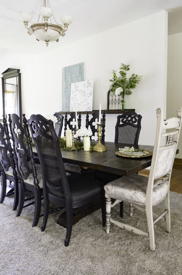 dining room decorated for spring