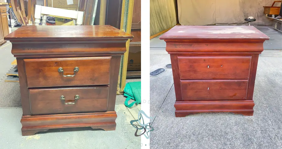 cherry nightstand before painting