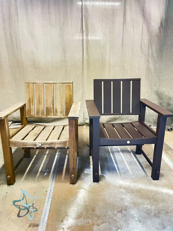 before and after outdoor wood chairs