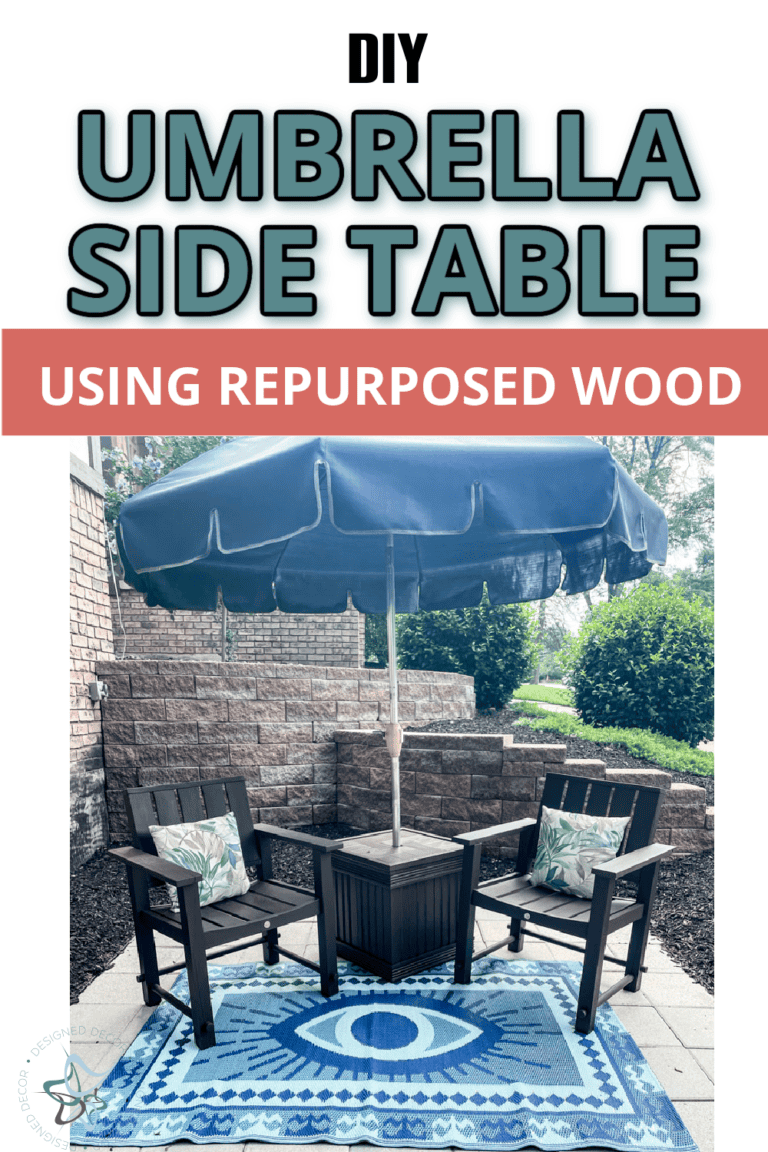 Easily build an Umbrella Side Table with Repurposed Wood