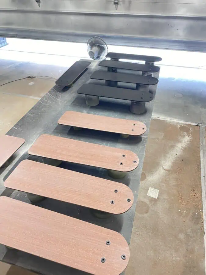 spray painting the fan blades black